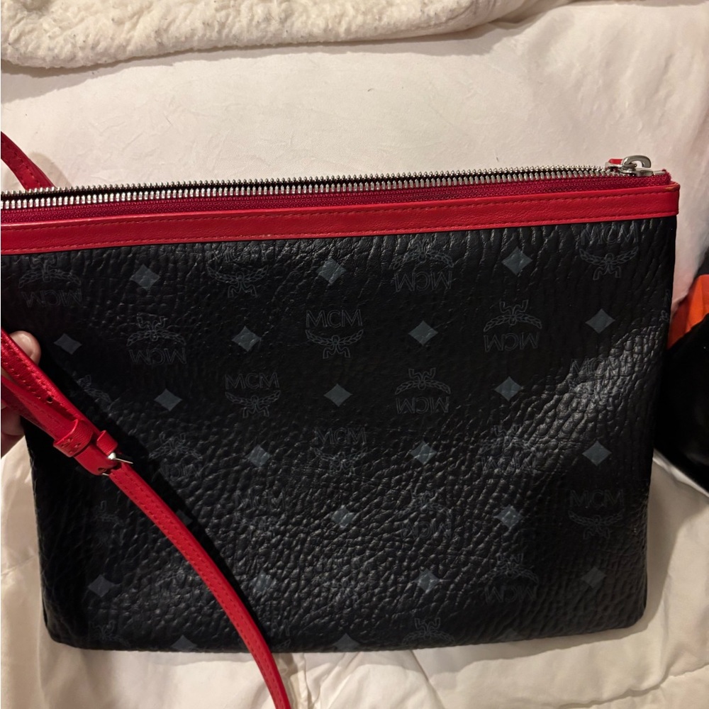 MCM Red and Black Leather Bag